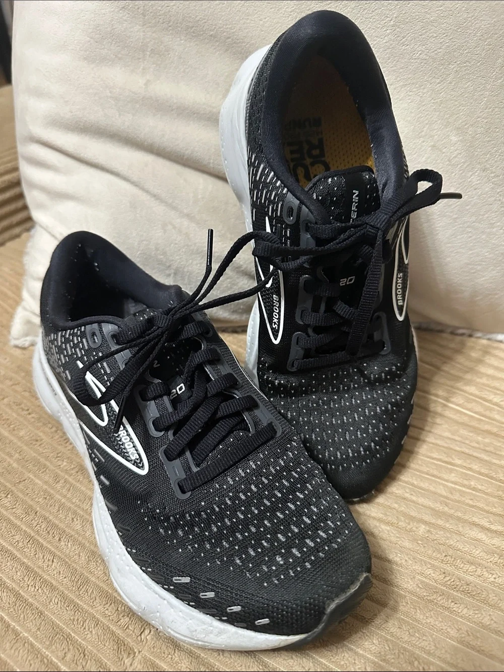 Brooks Black and White Glycerin Running Sneakers